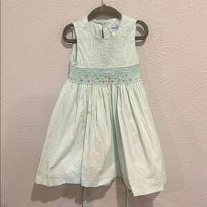 Light Aqua with floral embroidery Sleeveless Kids Dress